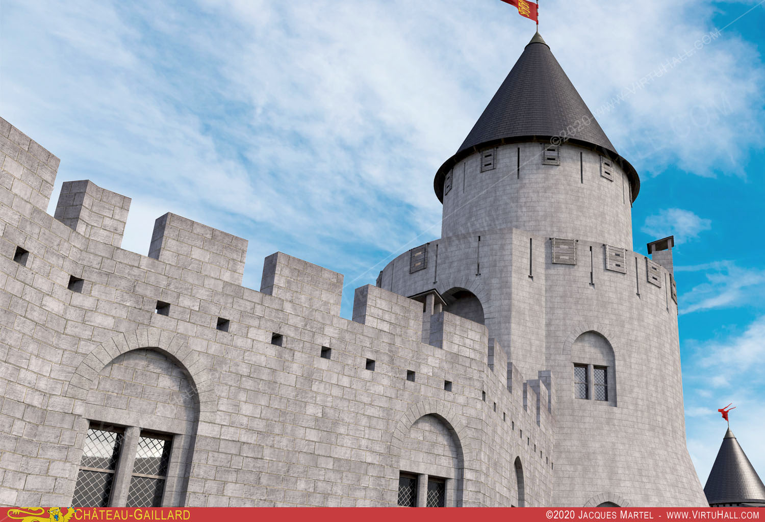 Ch�teau-Gaillard, la visite, le donjon, depuis le foss�