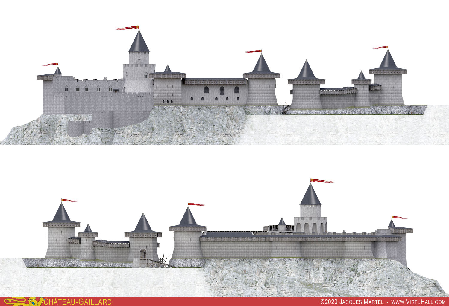 Ch�teau-Gaillard, �l�vations est et ouest