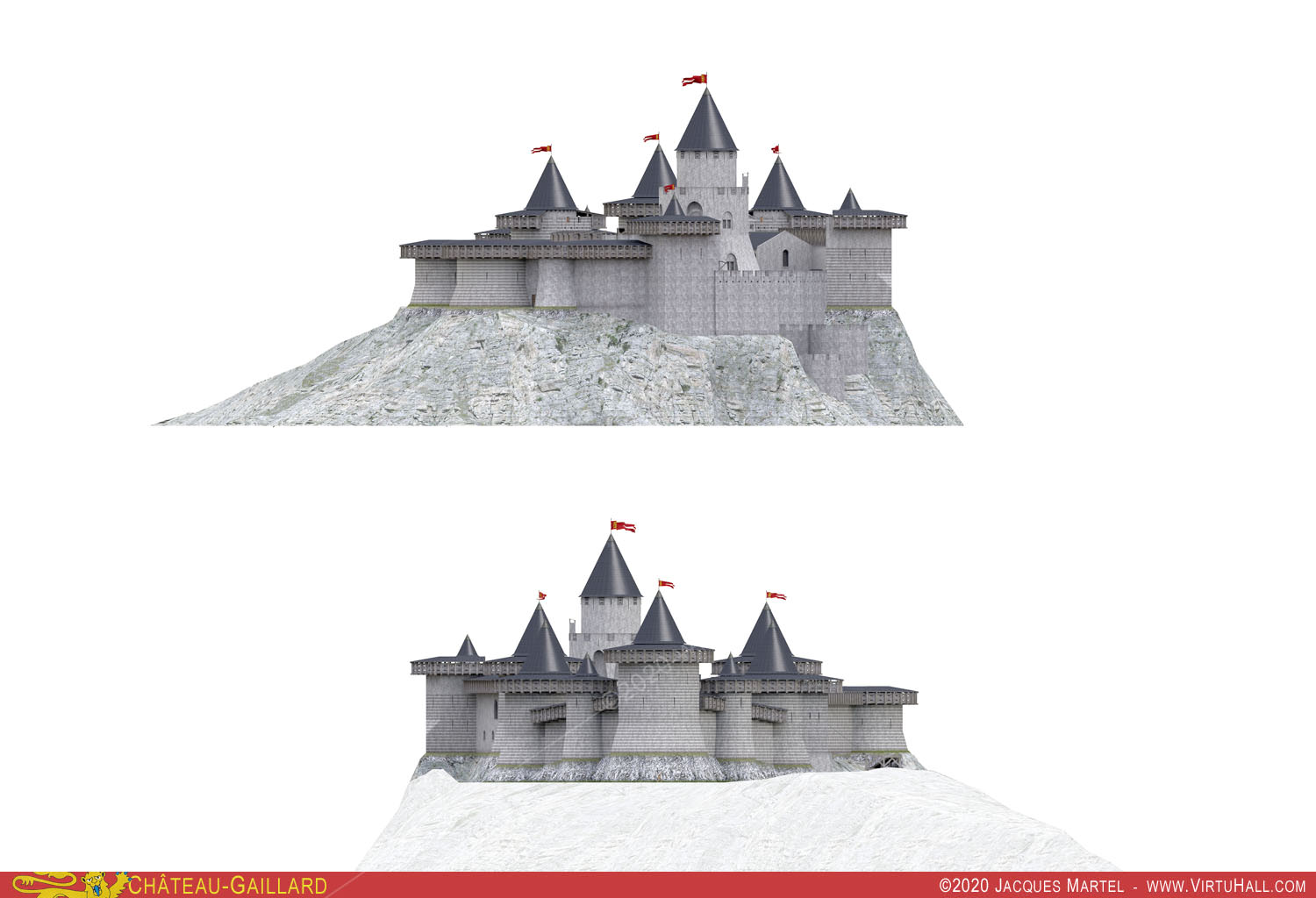 Ch�teau-Gaillard, �l�vations nord et sud